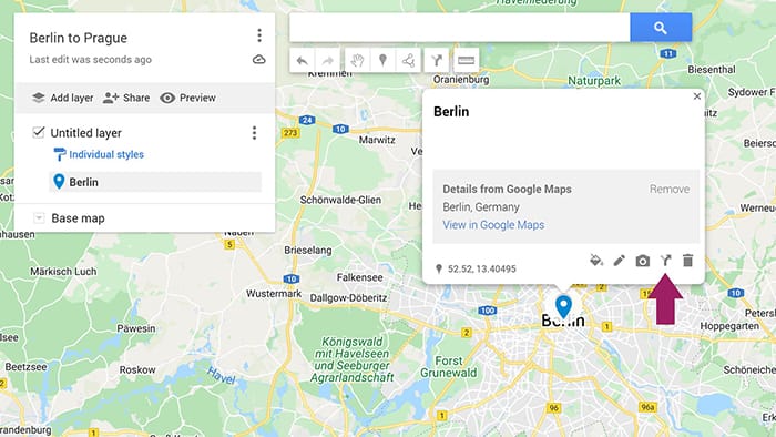 10_Add Driving Directions image showing how to add driving directions to a destination so you can plan a trip in Google Maps
