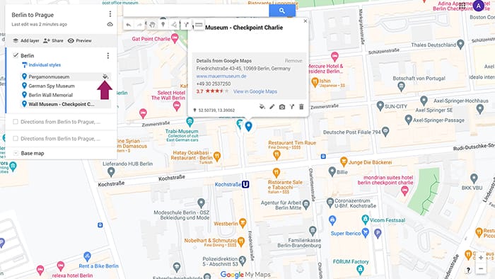 image showing how to change the color of a marker in Google Maps