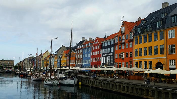 image of the colorful waterfront in Copenhagen, one of the most expensive destinations to visit when you're planning your budget for travel in Europe