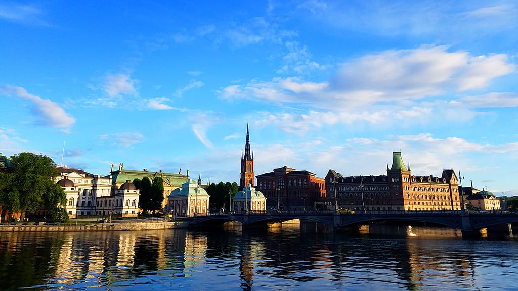 image of the Stockholm, Sweden skyline, one of the most expensive places when you are planning a budget for travel in Europe
