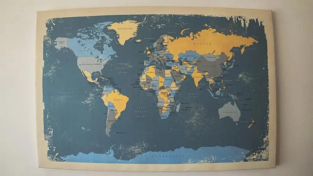 map with pins of how many countries have you visited