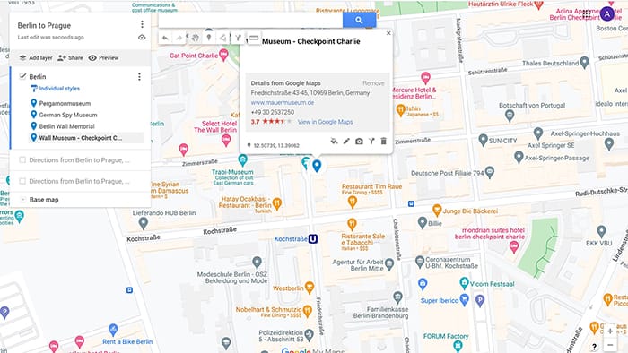 image showing how to add places and customize them when you plan a trip with Google Maps