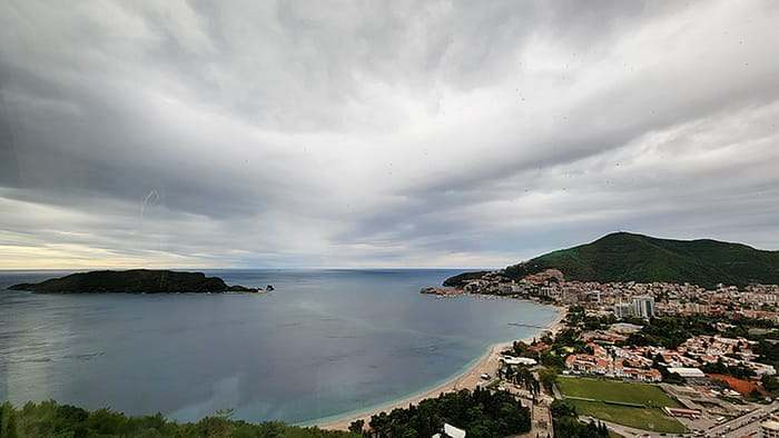 2_Montenegro Beaches Image of the town of Budva, Montenegro with its lovely beaches, one of the many answers to the question, why visit Montenegro