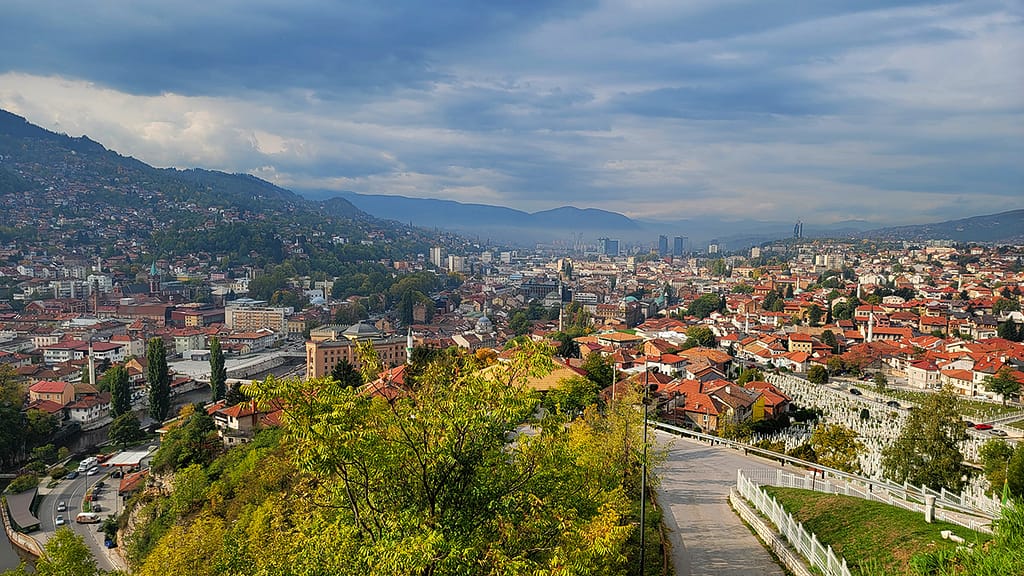 a view of the city of Sarajevo from the Yellow Bastion