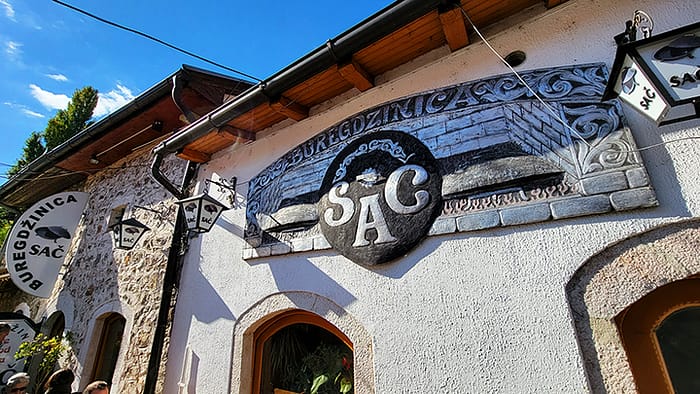 image of the sign outside a burek restaurant in Sarajevo