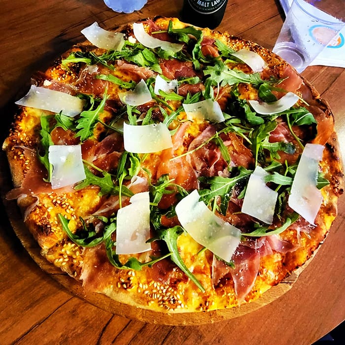 picture of pizza served in Albania